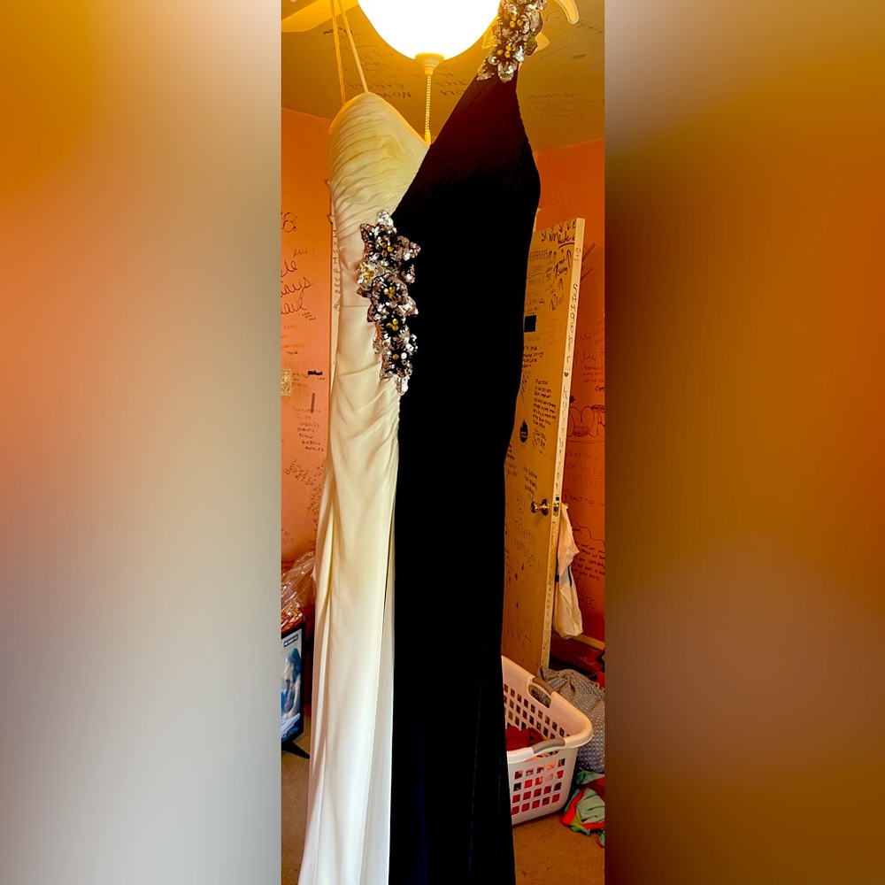 Black and white prom dress.